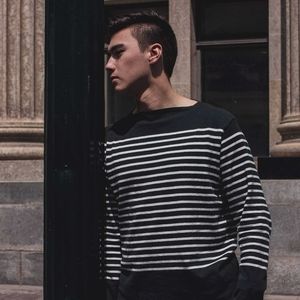 Navy and White striped Muji Mens wear